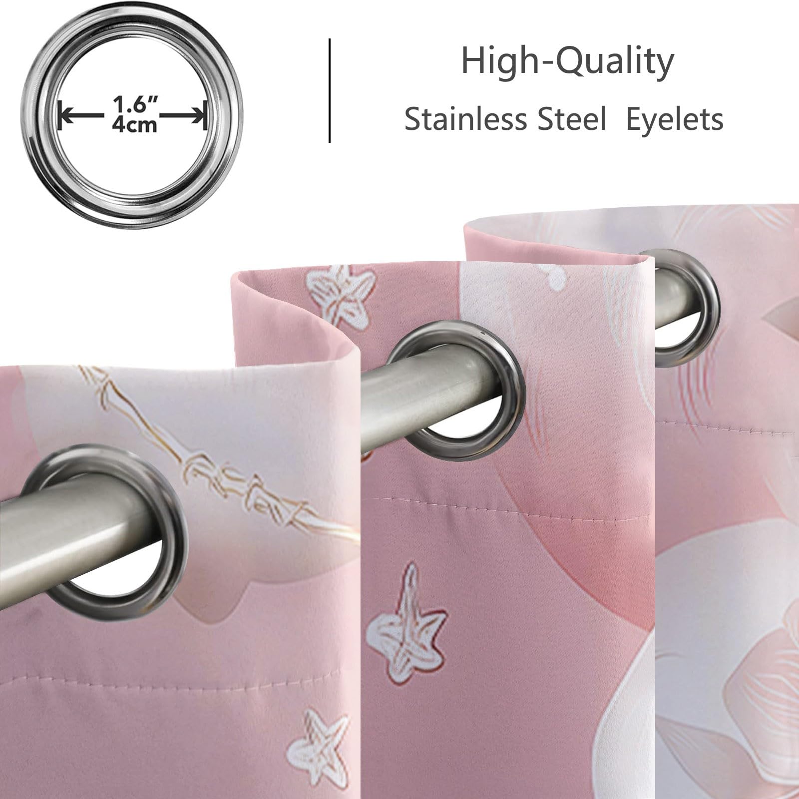 Rideau Occultant Thermique Isolant Anti, Style Continu Mignon Animaux Aéronef Rideaux Fenêtre Opaques à Oeillets Anti Froid UV Bruit, pour Pouponnière Chambre Bébé Chambre Fille 140L x 215H cm Rose