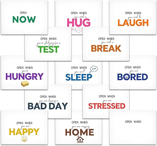 Miniatura 5 de 16 sobres abiertos cuando, sobre colorido, regalo para salir de casa, regalo para estudiantes universitarios amigos de larga distancia-XF-001