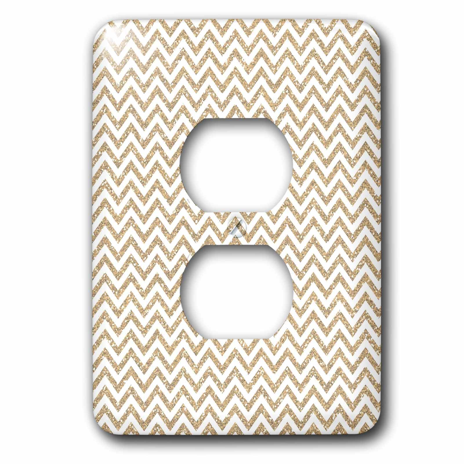 Cubierta para interruptor de luz con diseño chevron purpurina dorada de 3dRose lsp_192809_6