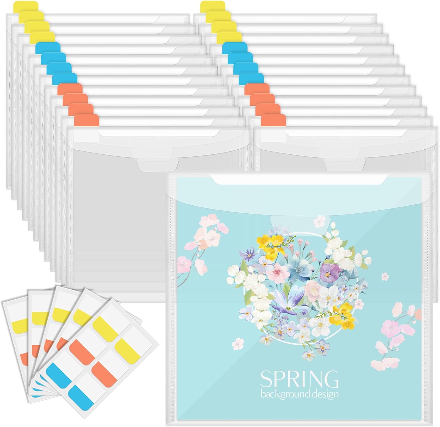 JJUNW 32 PCS 12x12 Inch Scrapbook Paper Storage Organizer with 60 PCS Index Tabs, Clear Plastic Craft Paper Storage Organizers for Holding Scrapbook Papers Vinyl Photos Cardstock, Sealing Design