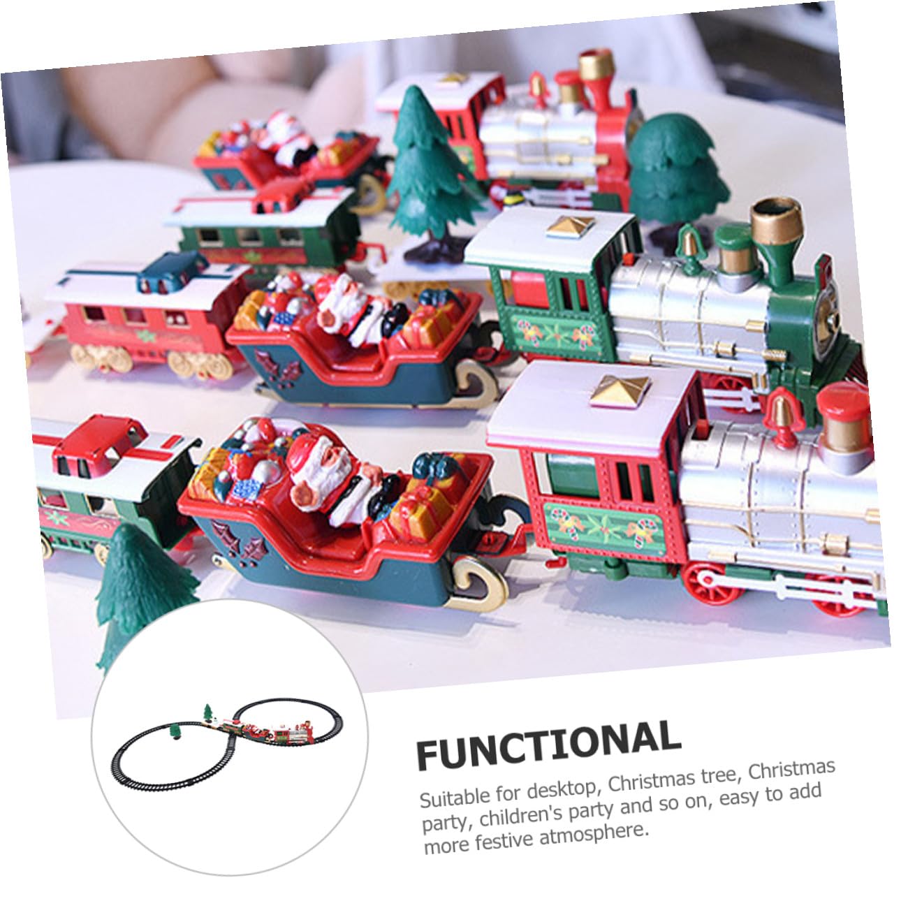 Mipcase Giocattolo Trenino di Natale Elettrico con Binari Decorazioni Natalizie da Tavolo in Plastica Set Educativo per per Sviluppo Motorio e Coordinazione