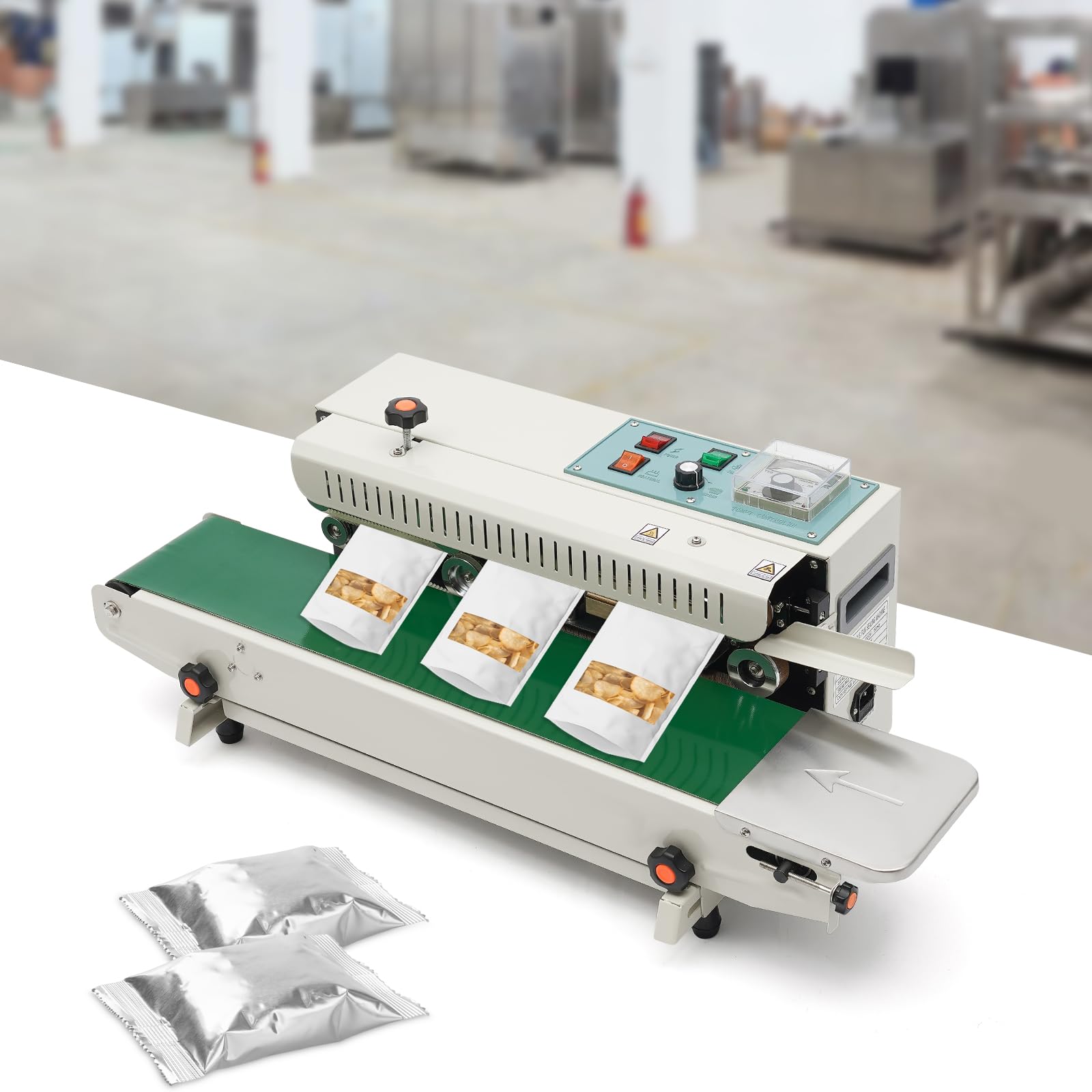 Sigillatrice automatica, FR-900, sigillatrice continua 0-300 ℃, per sacchetti di alluminio spessi 0,02-0,8 mm, sacchetti di plastica, sacchetti di carta kraft