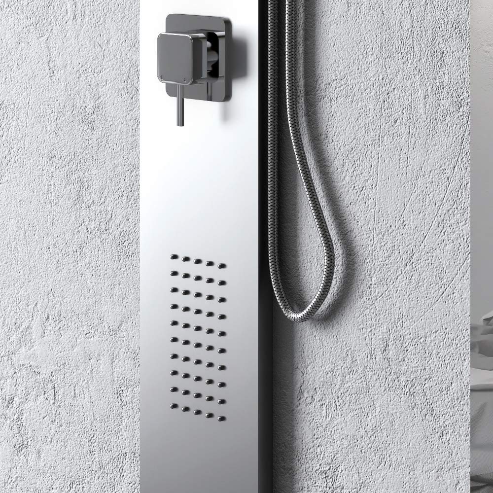 Colonna Doccia 002 4 Funzioni Acciaio Inox Getto A Cascata 2 Bocchette Idro Lombari L20xP44xH170