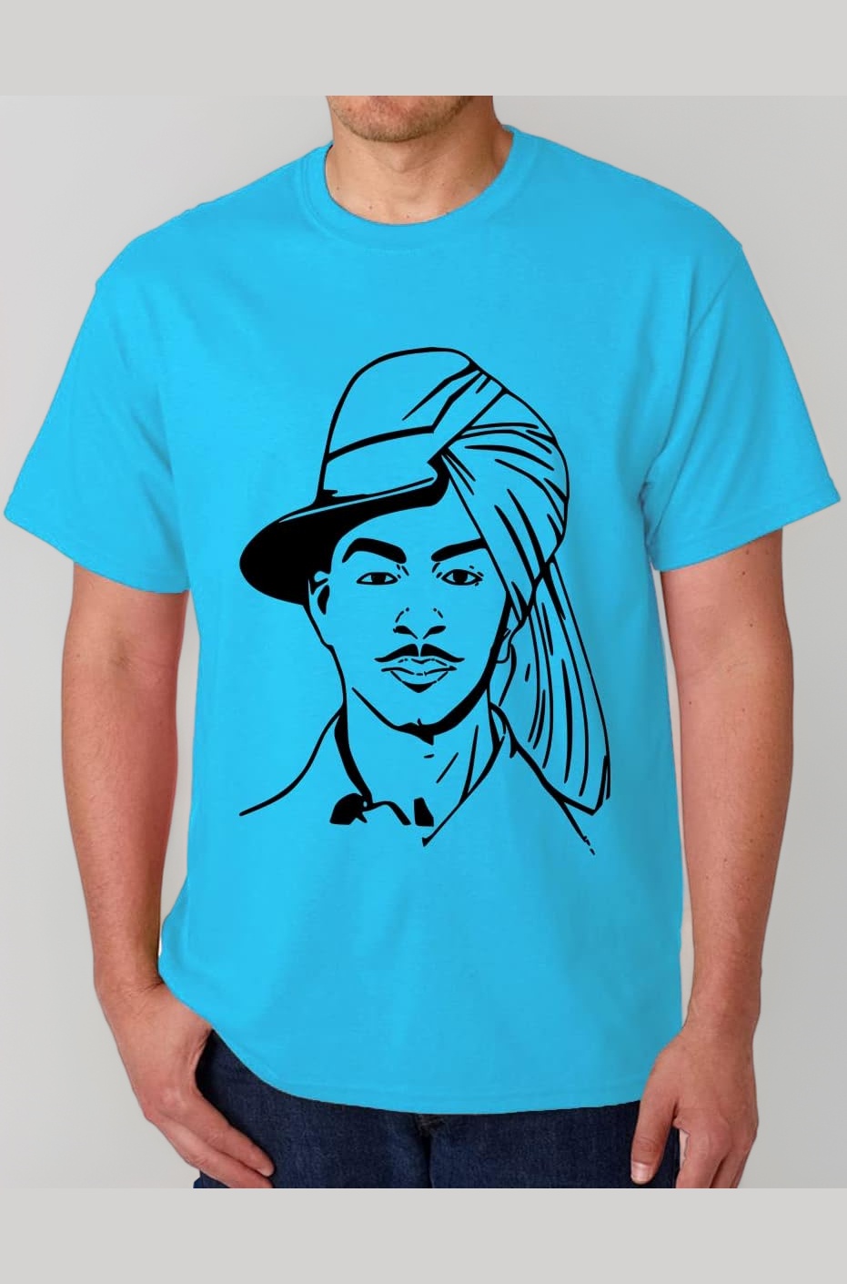 Caseria Men's Cotton Printed T-Shirt -2side Shaheed Bhagat Singh | 100% Cotton | Half Sleeves | Regular Fit | Printed | Round Neck | Graphic T Shirt