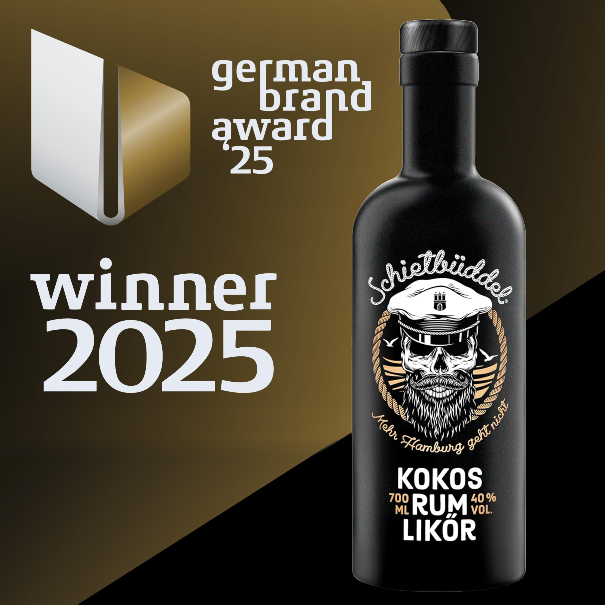Schietbüddel Rum | Kokos Likör 40% Vol. | Rum mit Kokosgeschmack und feinen Schokoladenaroma und Vanilleextrakt (0.7 l)