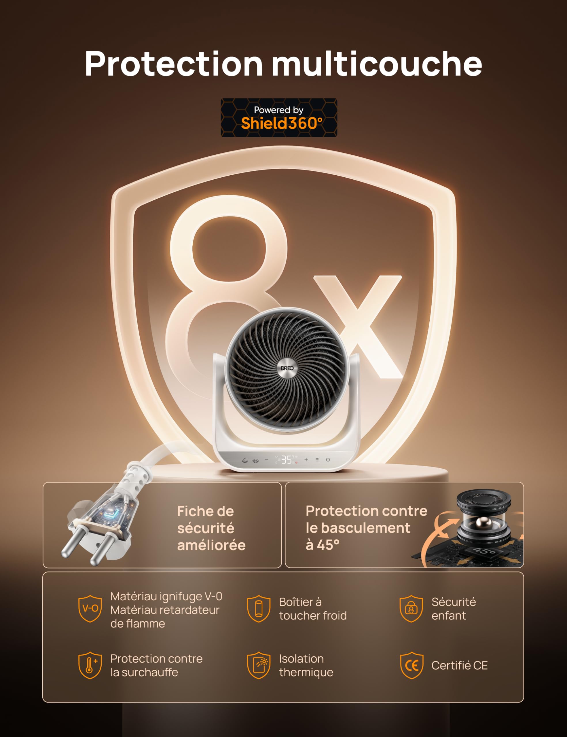 Dreo Chauffage électrique intérieur 2000W avec télécommande et thermostat, 7 modes, protection contre la surchauffe et le basculement, chauffage portable pour toute la pièce, blanc, appareil 714S