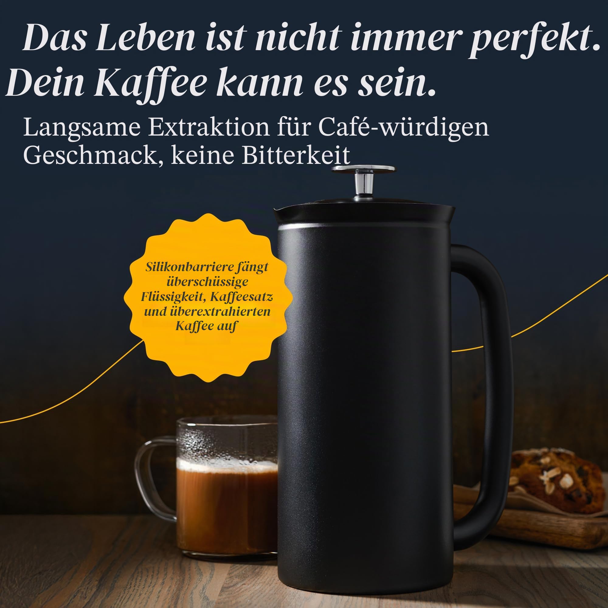 ESPRO P7 French Press Kaffeebereiter – Doppelwandig isoliert aus Edelstahl mit Mikrofilter, 530 ml, Mattschwarz