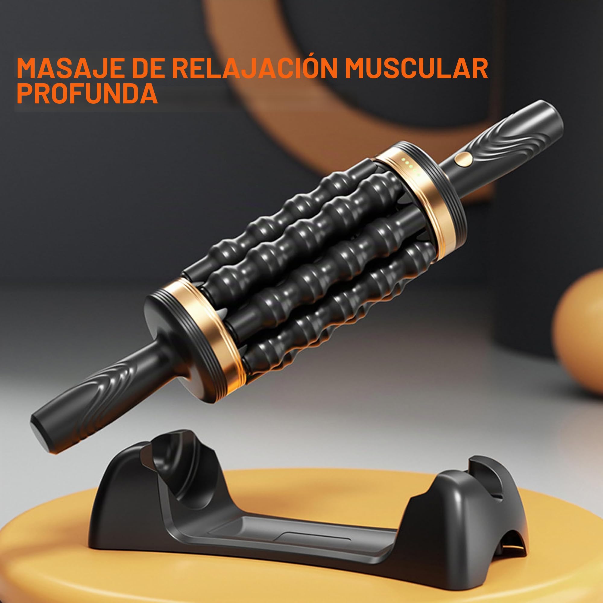Elitzia Masajeador de rodillo portátil para tejido muscular profundo, fitness, relajación muscular, masajeador de mano, alivia el dolor de hombro y cuello, 5 niveles de velocidad, carga tipo C