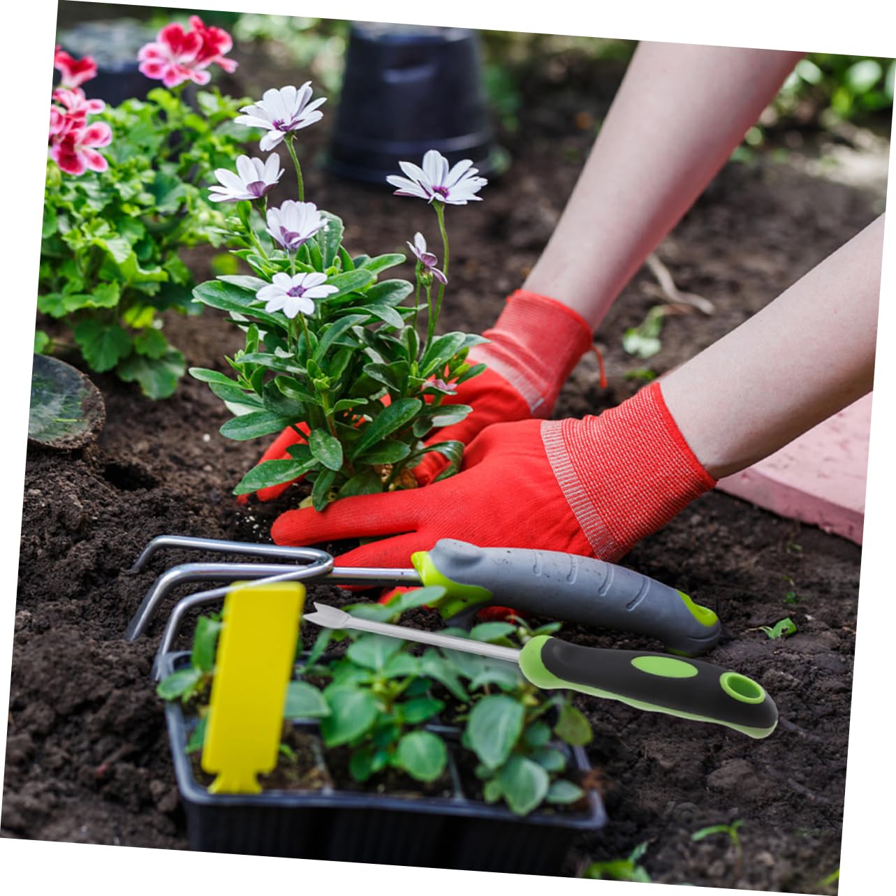 HOMSFOU 4pièces Outil De Désherbage Manuel Outil De Jardinage Ergonomique pour Retrait Mauvaises Et Entretien De Jardin pour Utilisation Domestique Et Agricole