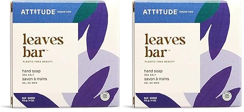 ATTITUDE Jabón en barra de lavado a mano, verificado por EWG, sin plástico, ingredientes a base de plantas y minerales, productos veganos y libres