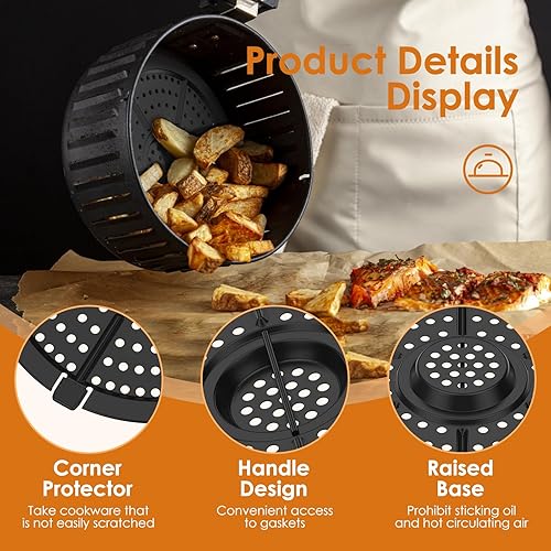 Miniatura 7 de Sartén de repuesto para freidora de aire para tablero, freidora de aire de 2 cuartos, sartén antiadherente para cocinar en interiores, versátil