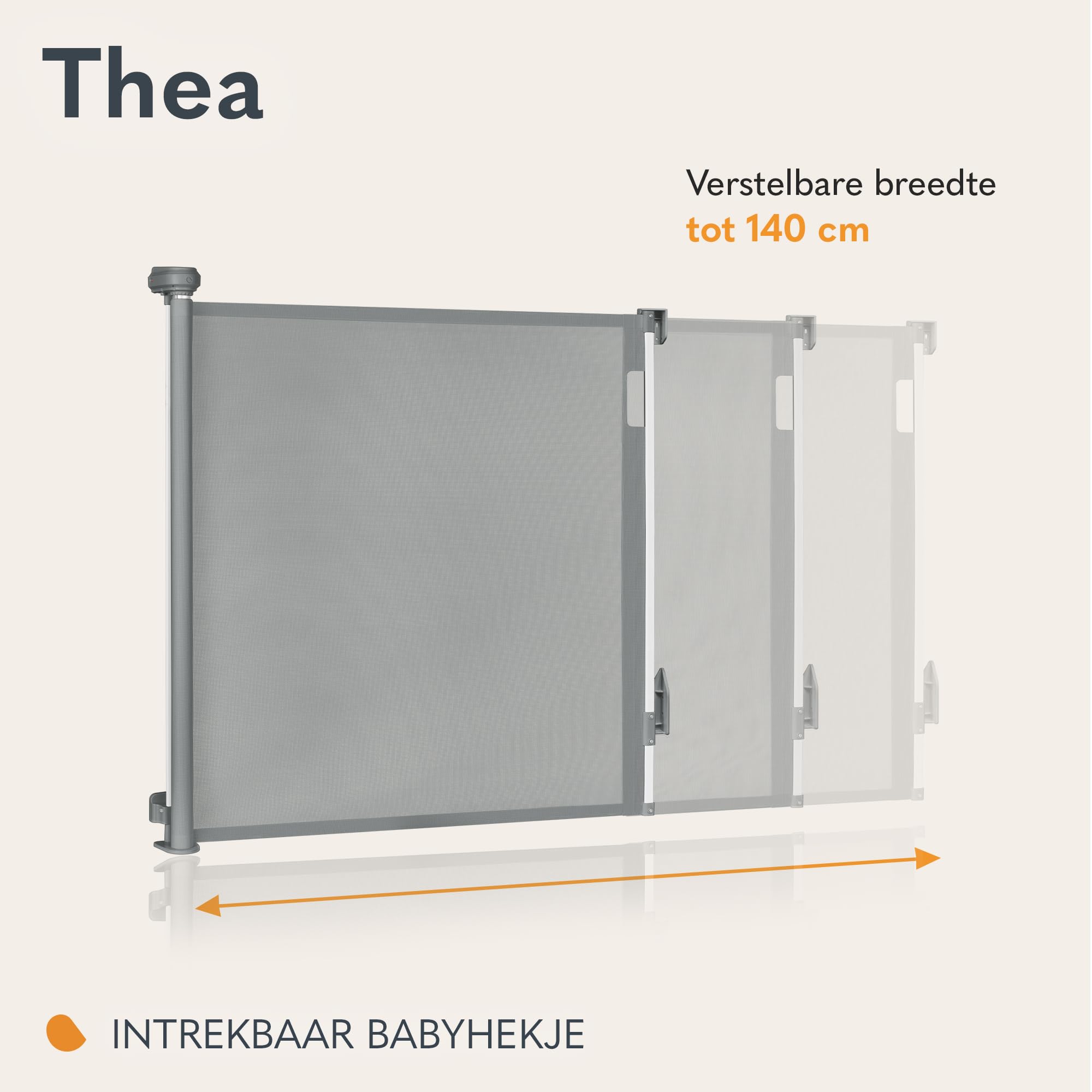 LIONELO Tulia - Veiligheidshekje Voor Trap of Deur | Triple Vergrendeling | Breedte Tot 140 cm | Eenvoudige Installatie Met 3 Bevestigingssets | Zonder Drempel of Scherpe Randen | Geschikt Voor Buiten