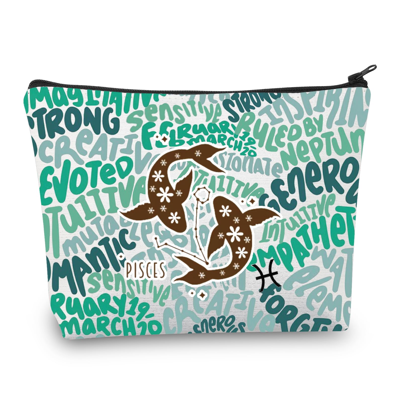 CMNIMZodiac Makeup Bag 12 Constellation Cosmetic Bag Astrology Lover Gifts Zodiac Sign Birthday Gifts Horoscope Travel Pouch (2499 Pisces)