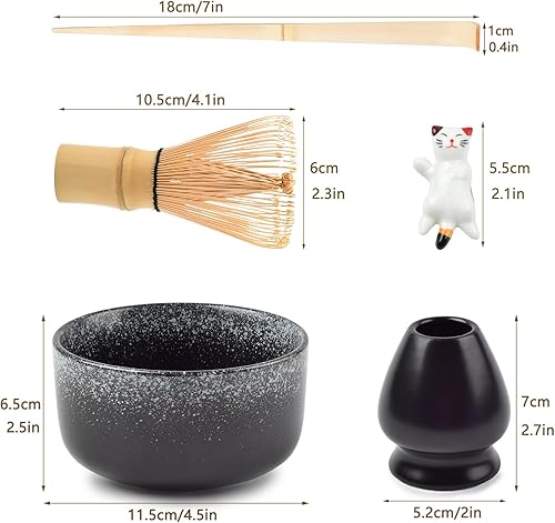 Miniatura 3 de Juego de té matcha, accesorios matcha, juego de batidor Matcha incluido cuenco matcha, batidor de bambú matcha, cuchara, soporte para batidor de