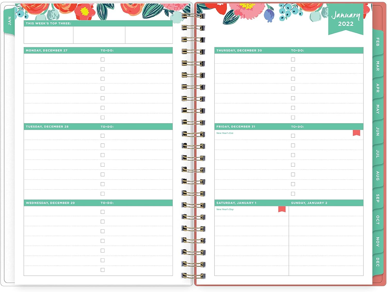 Day Designer for Blue Sky 2022 Weekly & Monthly Planner, 5" x 8", Frosted Flexible Cover, Wirebound, Floral Sketch (137361) : Everything Else