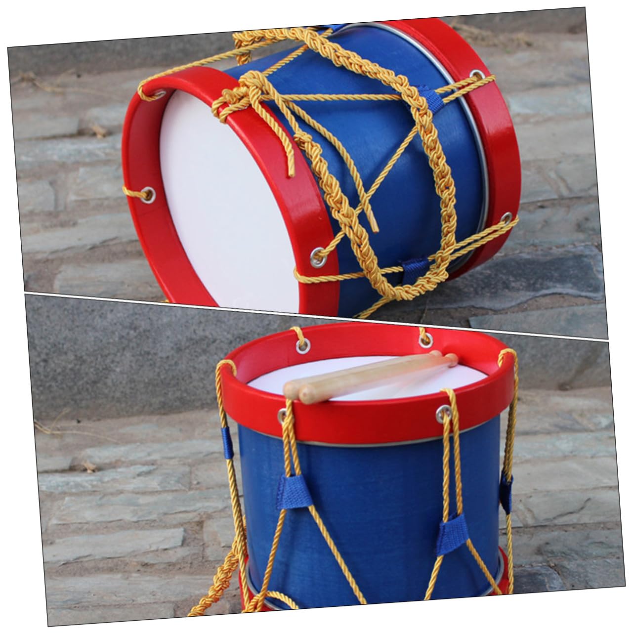 Mikikit Caja de Percusión Infantil con Baquetas, Tamborcito Pequeño de Piel, Instrumento Musical Educativo y Portátil para Desarrollo Rítmico y Aprendizaje Musical, Juguete Seguro