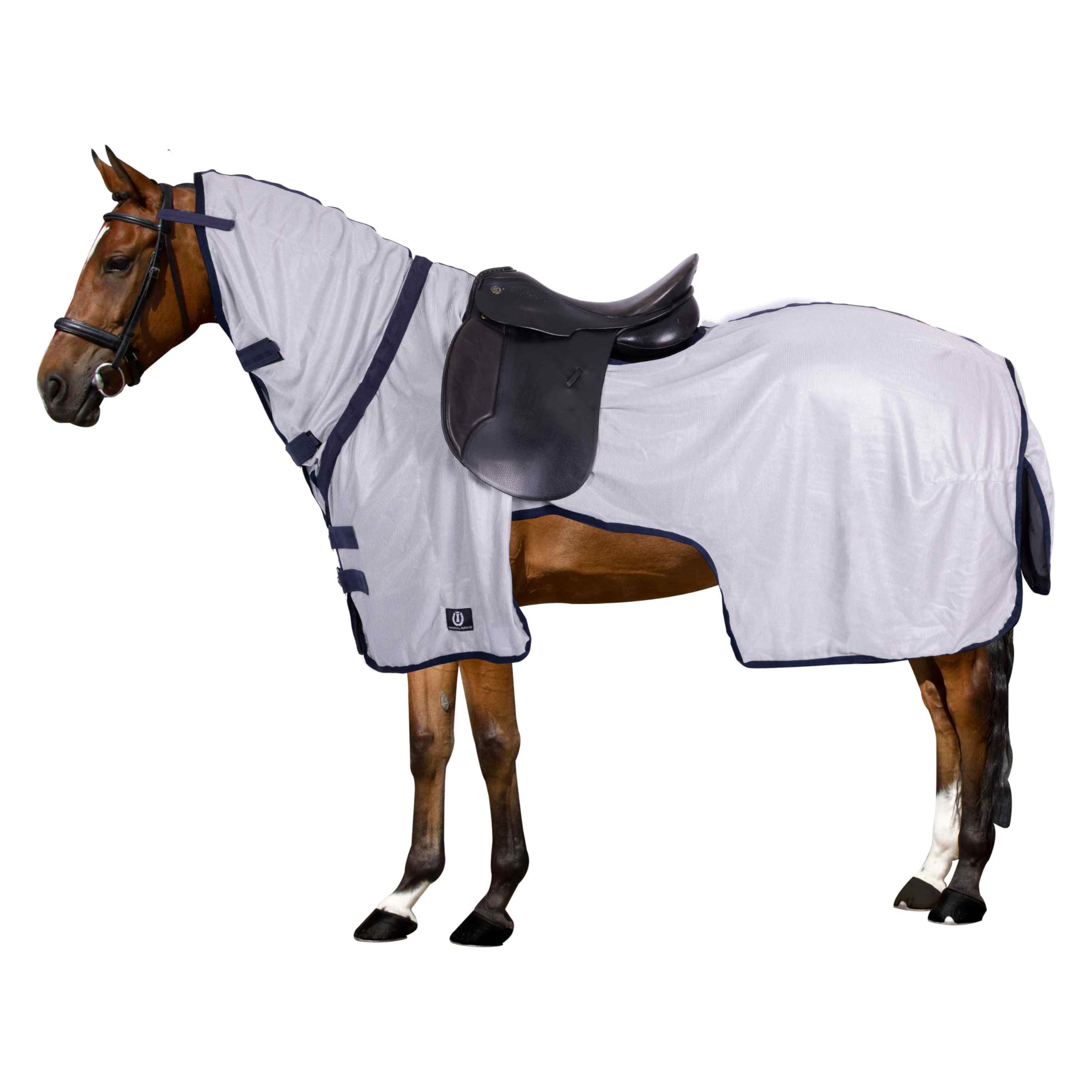 Imperial Riding IRH Royce Fly Riding Blanket, Lightweight Breathable Mesh with Fly Protection and UV Protection for Summer, Silver Grey, 95