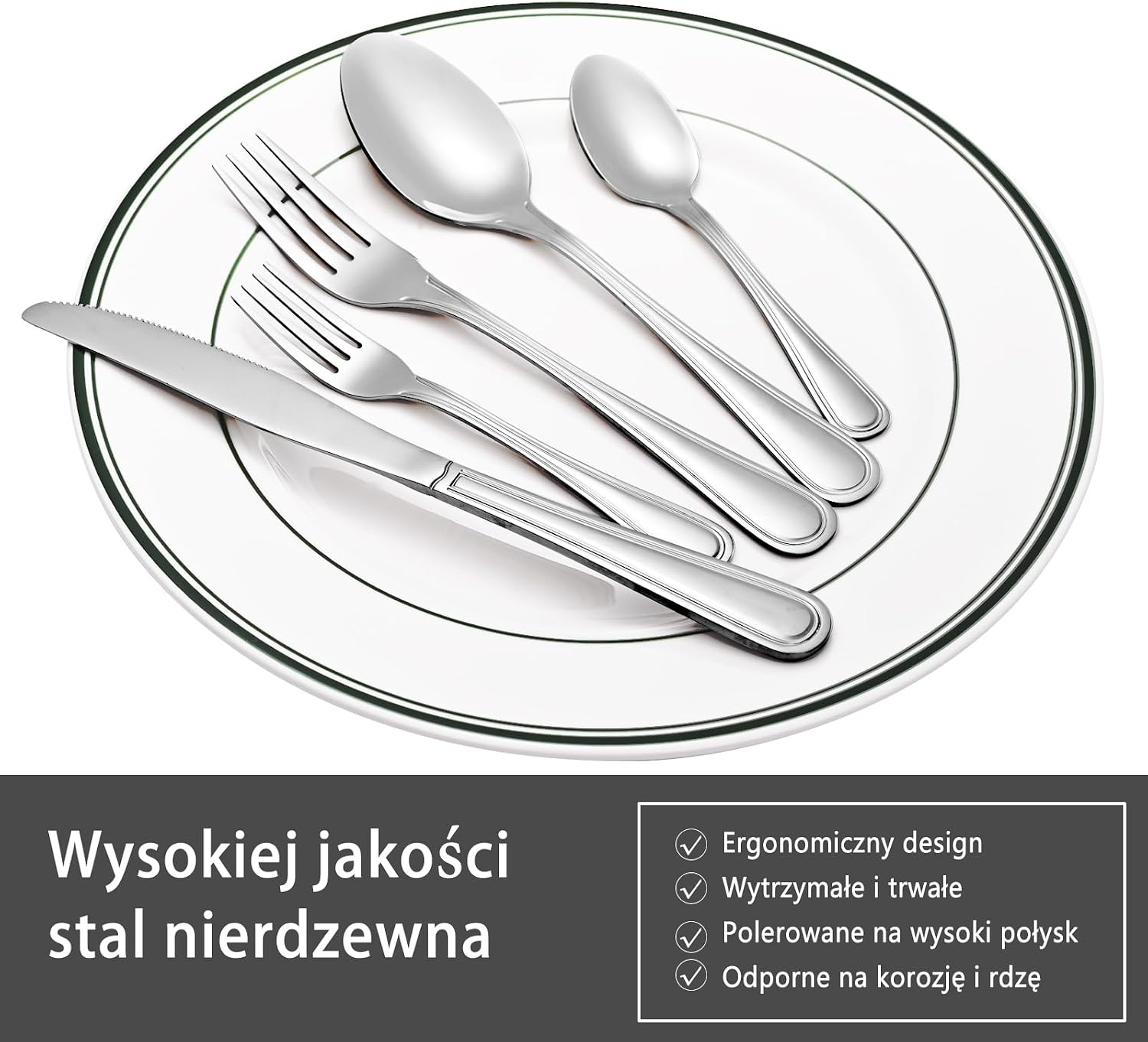 Otto Koning Frankfurt zestaw sztućców dla 6 osób 30-częściowy sztućce ze stali nierdzewnej polerowane na wysoki połysk sztućce o klasycznym i prostym wzornictwie