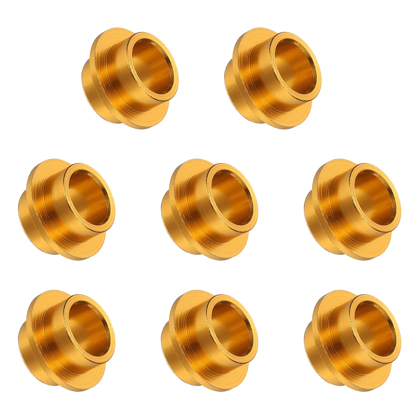 YELARXI Inline Skate Bearing Bushing Spacers, Skate Axles Shaft Spacers Roller Bushing Gasket Wheel Center Bearing Fitting for (Skating/Skateboard) 8mm & 8 Pcs & Aluminum & Gold