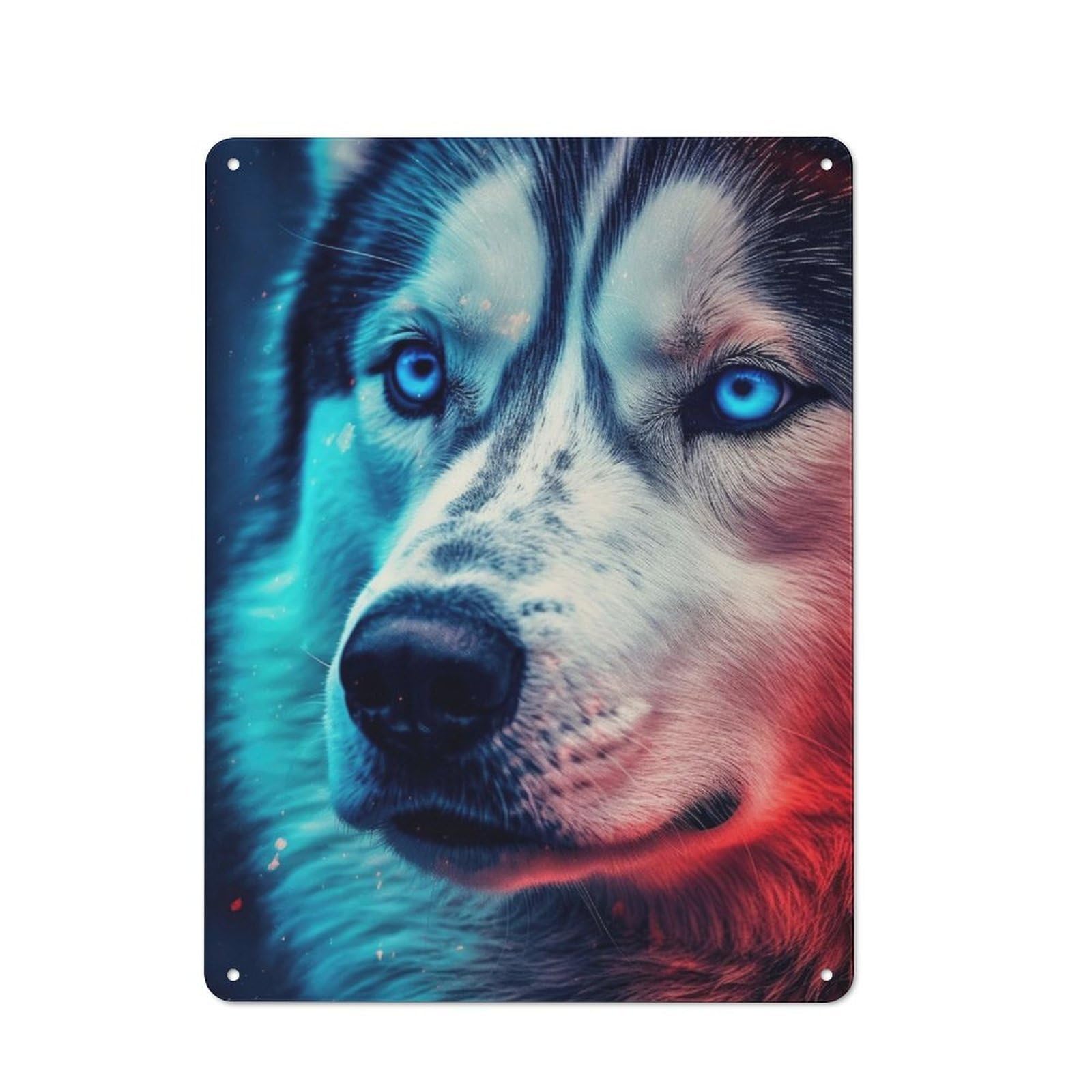 Junmoney Husky Face Tin Wall Plaque 40X30cm With For Living Room Wall, Gift For Feature Wall Decorators During The Christmas Season