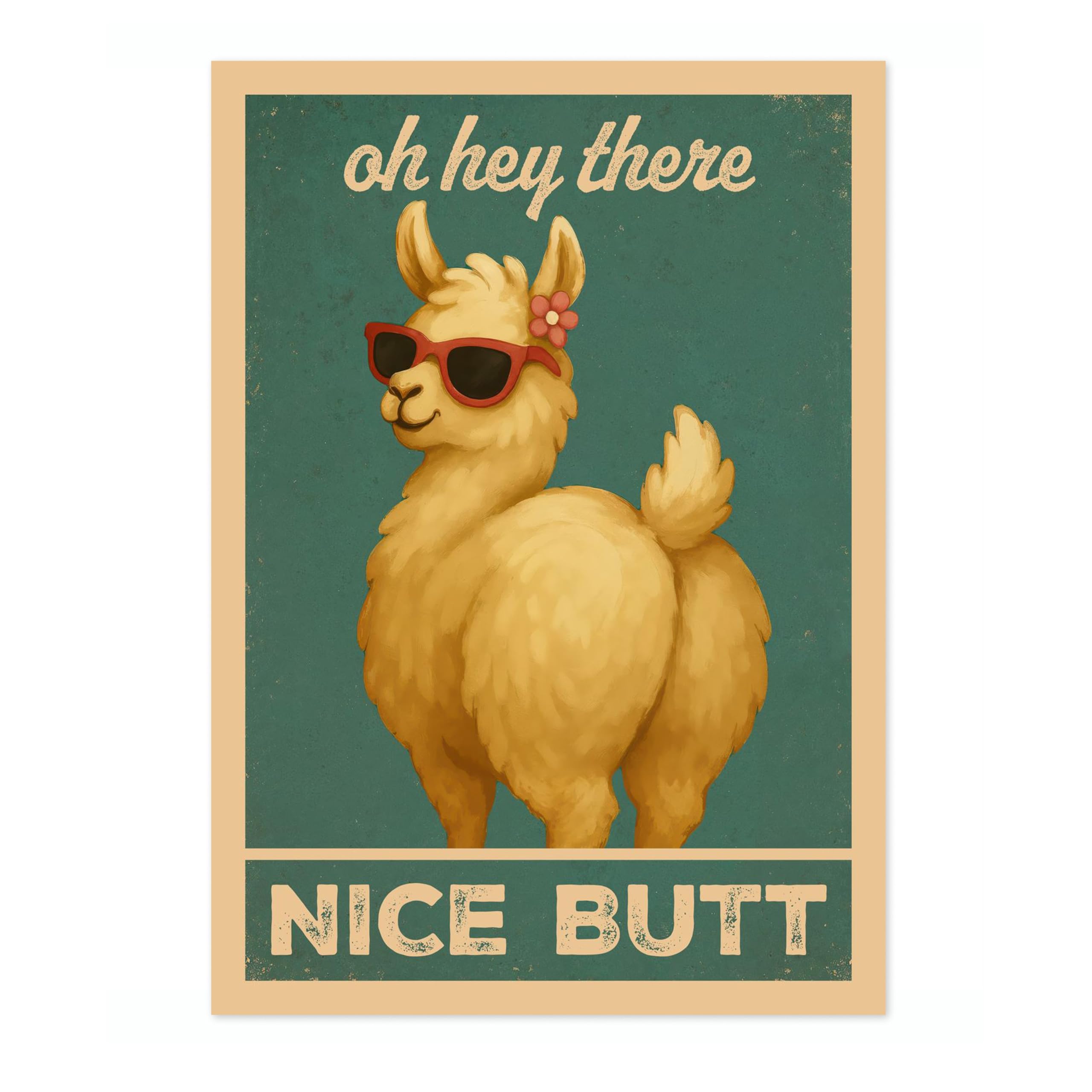 Oh Hey There, Nice Butt Poster, Retro Animal Bathroom Print, Comedy Toilet Wall Art, A4 (Print Only) - 29.7x21cm โ image 1