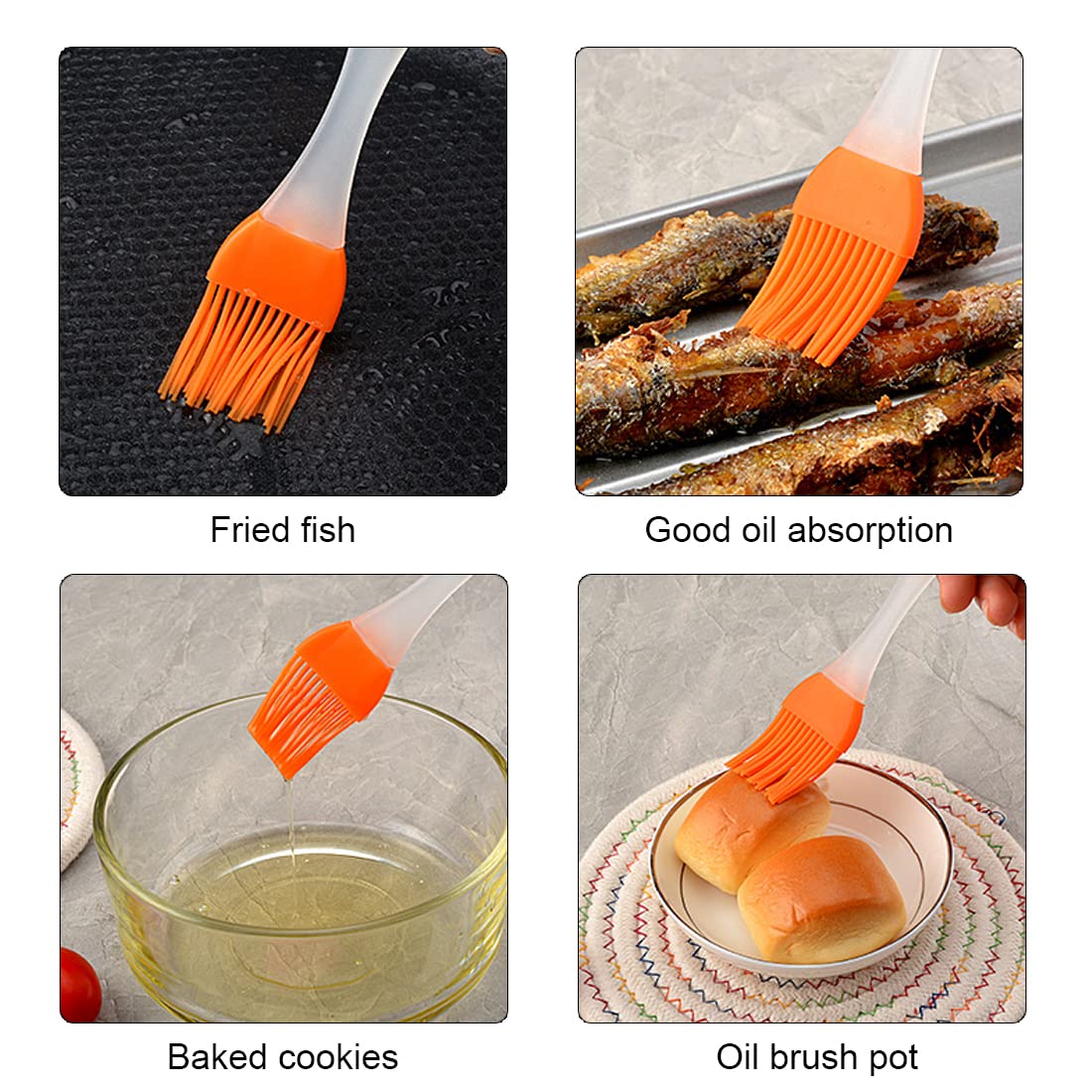4 Piezas Pincel Cocina, BBQ Pincel, Pinceles de Silicona para Repostería, Resistente a Altas Temperaturas Pinceles, Para Barbacoas, Repostería, Revolver Alimentos, Baking Cooking (4 Colores)
