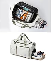 Vista 162 de Pequeña bolsa de gimnasio para mujer, bolsa de viaje con compartimento para zapatos