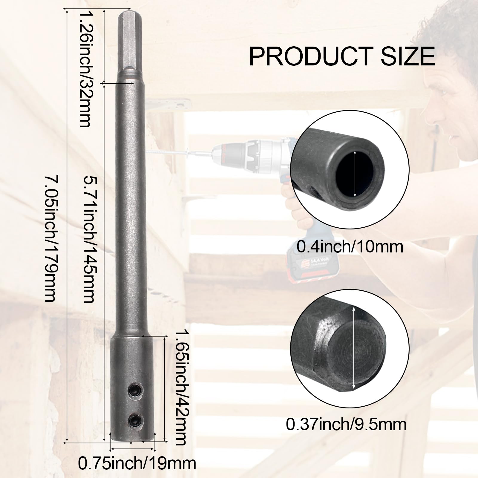 Hole Saw Extension Chuck - 7 Inch, Silver -3 Hole Saw Extension Chuck - 7 Inch, Silver -3