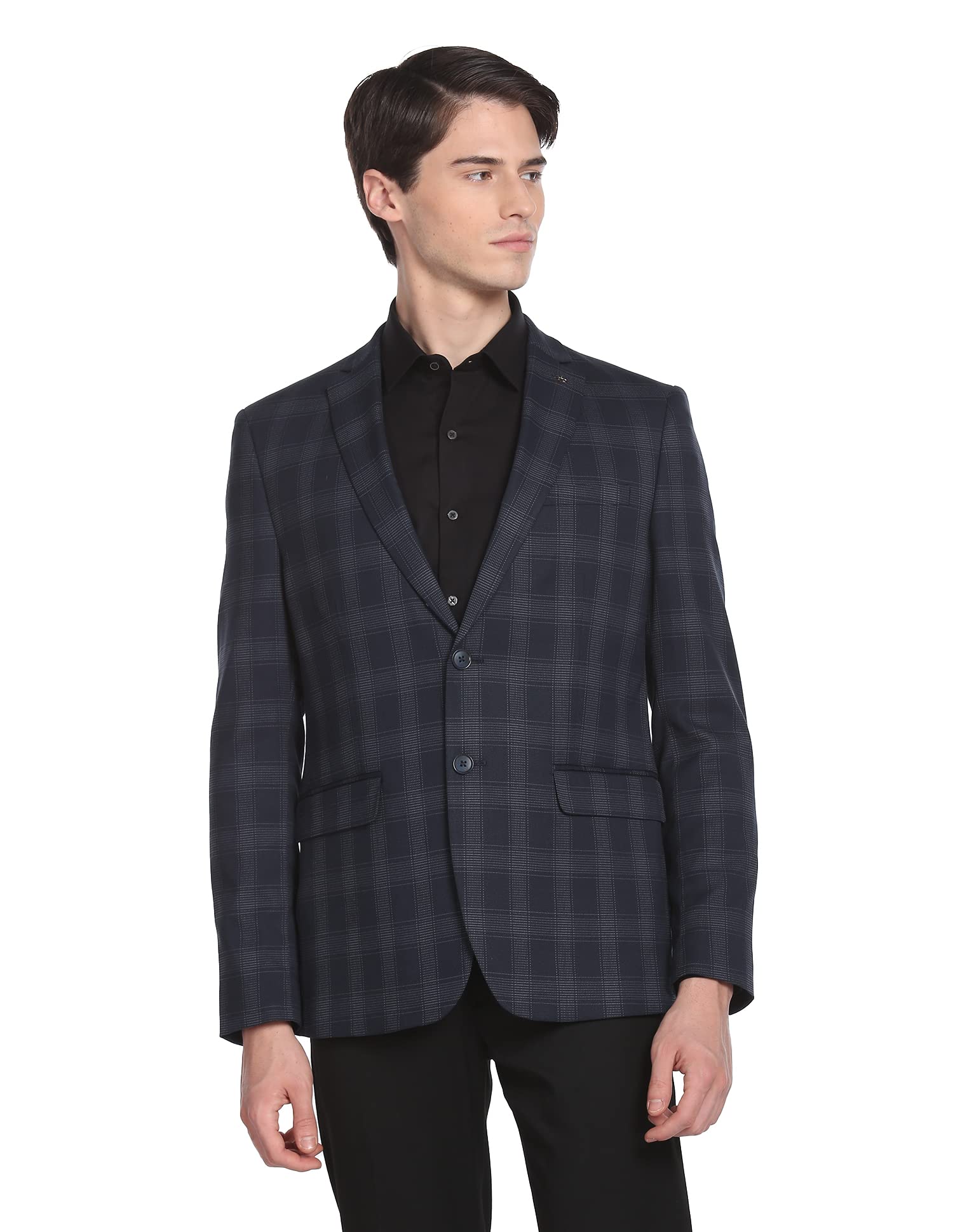 arrow Checked Tailore Fit Formal Blazer Navy-picture-49