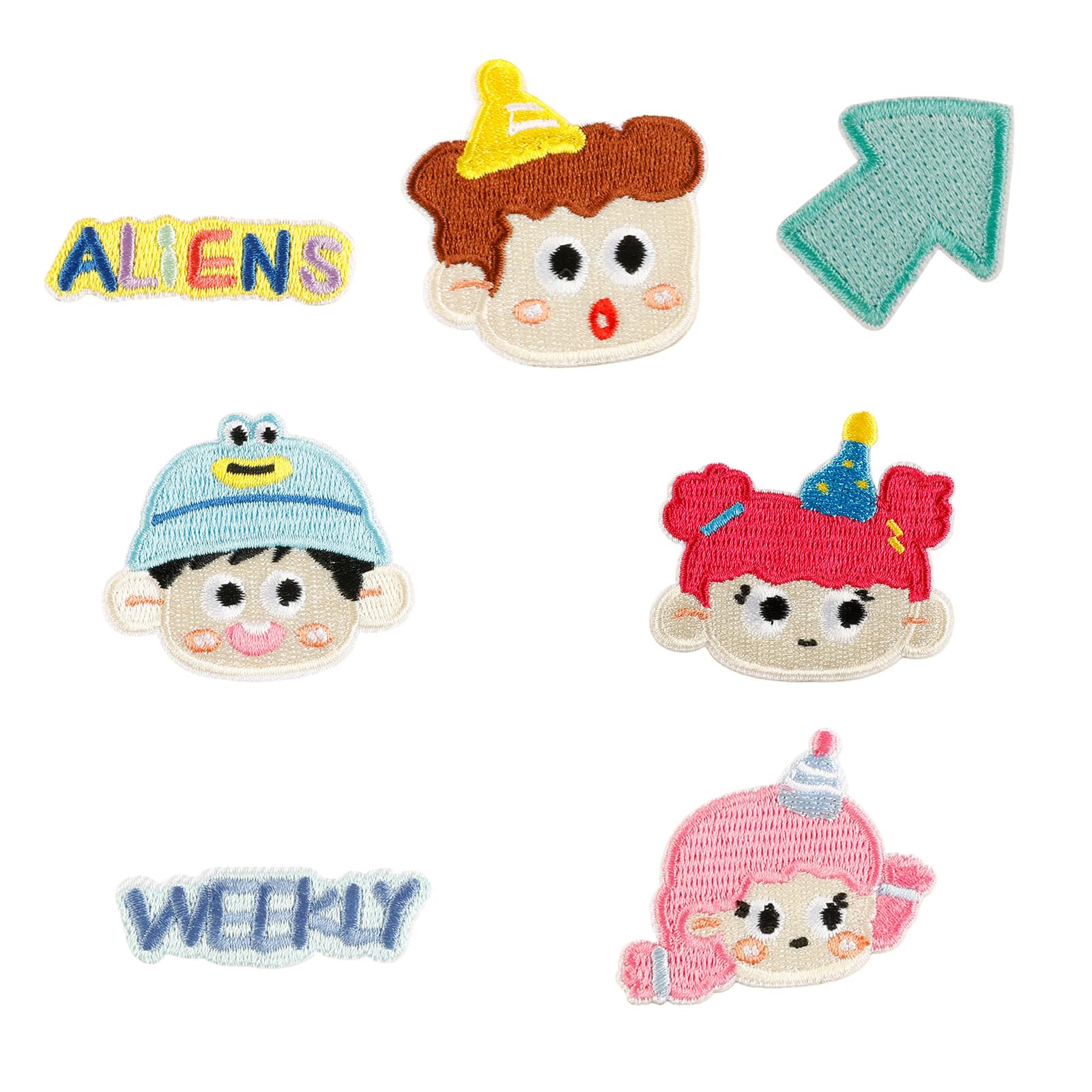 Xjdzineq 9 Pcs Little Girl Sew On/Iron on Patches Cartoon Boy Embroidered Sewing for Backpacks Decorations
