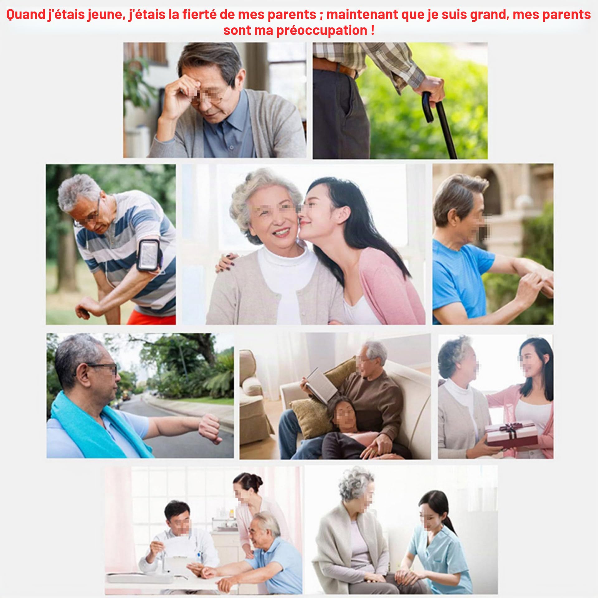 Alarme Personne Agee, Bracelet Alarme Personne Agee, Montre Sos Senior avec Appel Vidéo HD, Étanchéité IP67 Et Appel Vocal HD, Bracelet GPS Alzheimer,Red