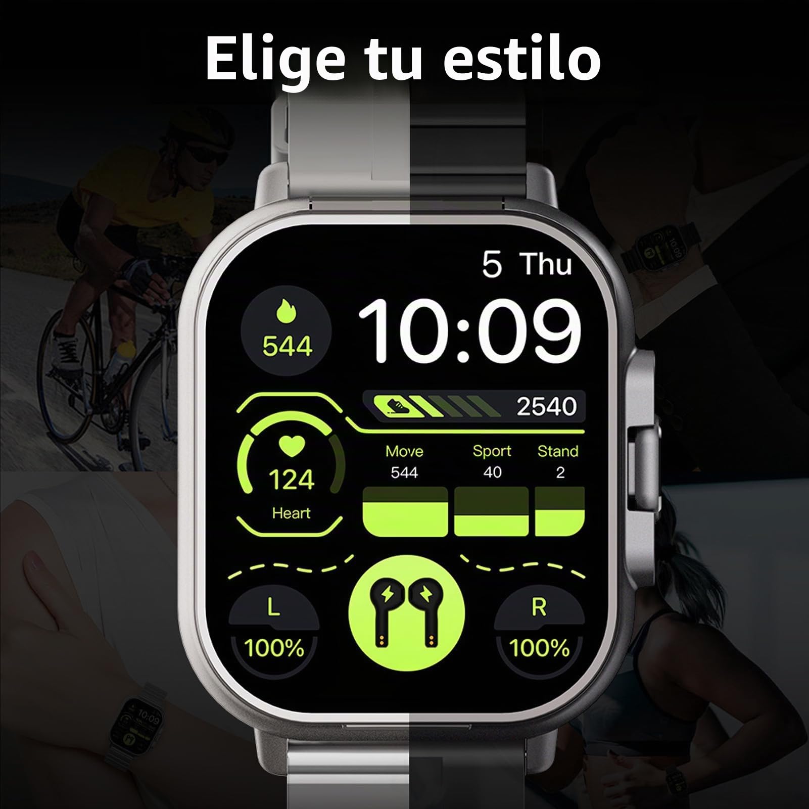 YUEHISY Reloj Inteligente con Auriculares, Reloj Inteligente HD de 2,01 Pulgadas, Rastreador de Salud y Fitness para Hombres y Mujeres (Responder/Hacer Llamadas), Reloj Deportivo para