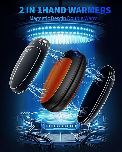Miniatura 2 de Calentadores de manos recargables, paquete de 2 calentadores de manos portátiles de bolsillo, calentamiento de 16 horas de largo, calentadores
