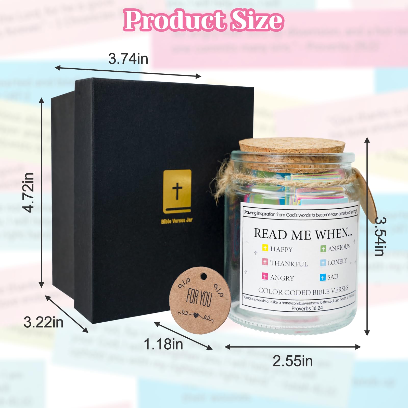 Bible Verse Jar, Christian Gifts for Women Men, Read Me When Bible Verses in A Jar for Emotions and Feelings, Glass Prayer Scriptures, Religious Gifts for Women