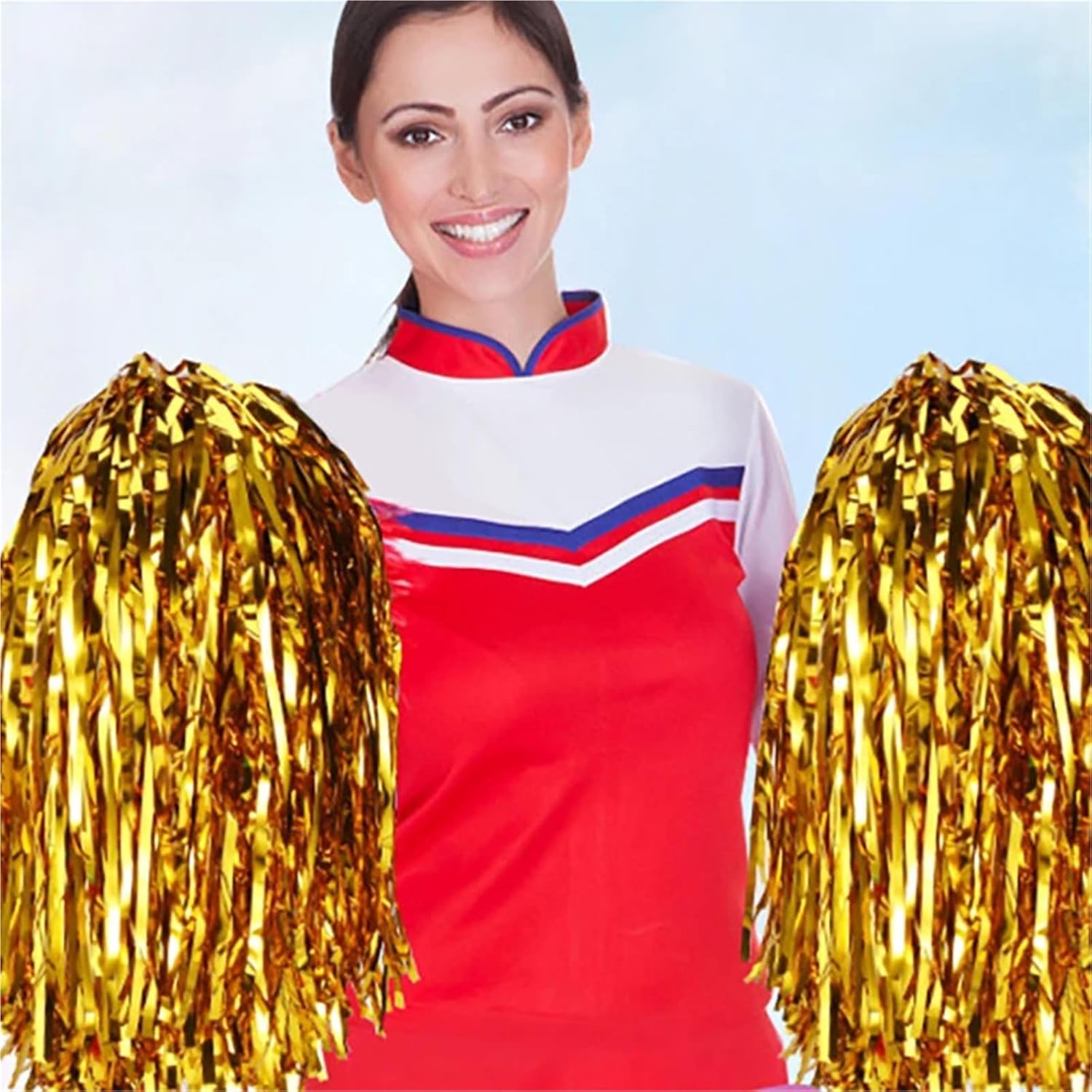 Cheerleading Pom Poms 12Pcs Stunning Pair of Non-Fading Metallic Cheerleading Pom Poms, Ideal for Kids and Adults, Brilliant for Sports and Dance Teams