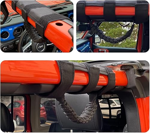 Miniatura 5 de 4 asas de agarre de barra antivuelco compatibles con Jeep Wrangler JLU JK JKU TJ YJ LJ JT JL y Gladiator JT 1955-2022 UTV y ATV (negro)