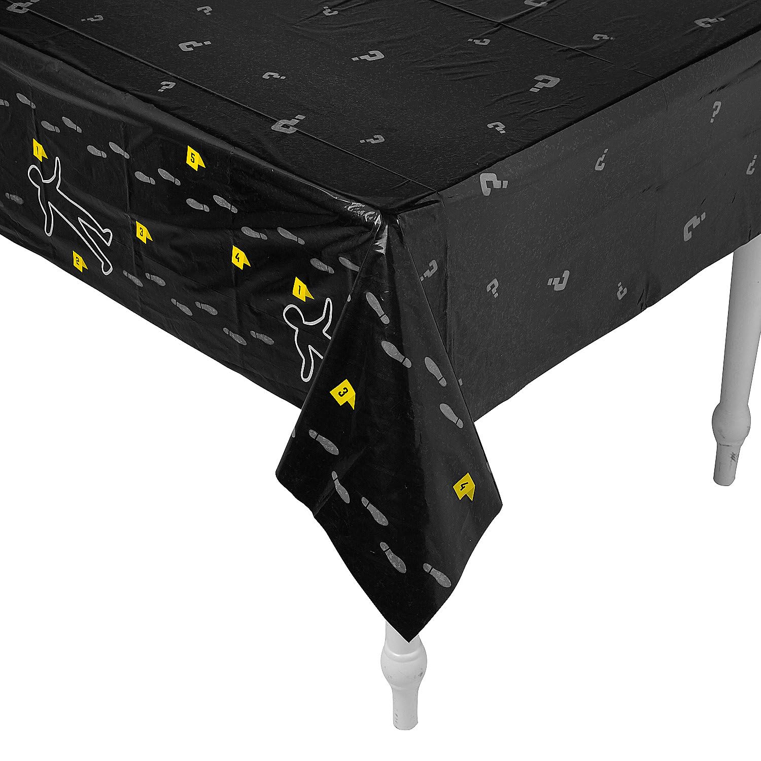 Fun Express 9 Ft. Detective Mystery Party Rectangle Disposable Plastic Tablecloth
