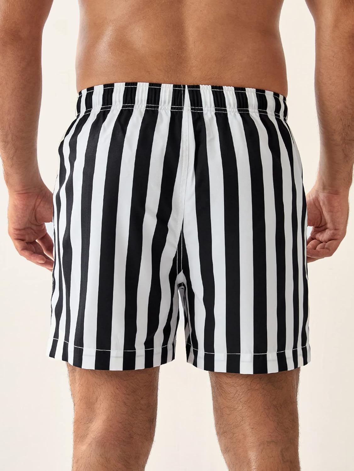 OYOANGLE Men's Striped Swim Trunks Quick Dry Beach Board Shorts Swimwear - Image 2