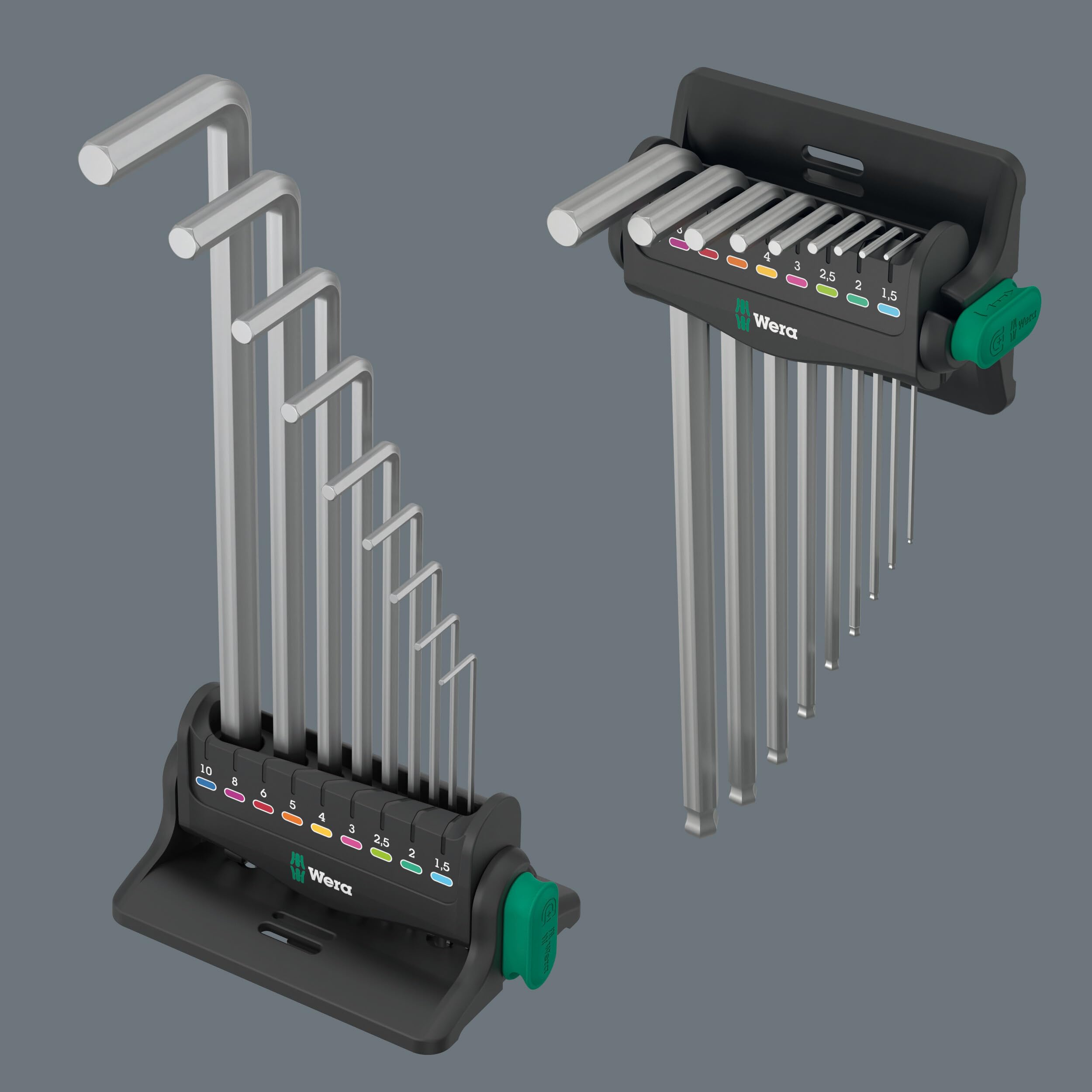 Wera 05022102001 950/9 Hex-Plus 8 Juego de llaves acodadas, métricas, cromado en bastidor, 12 piezas