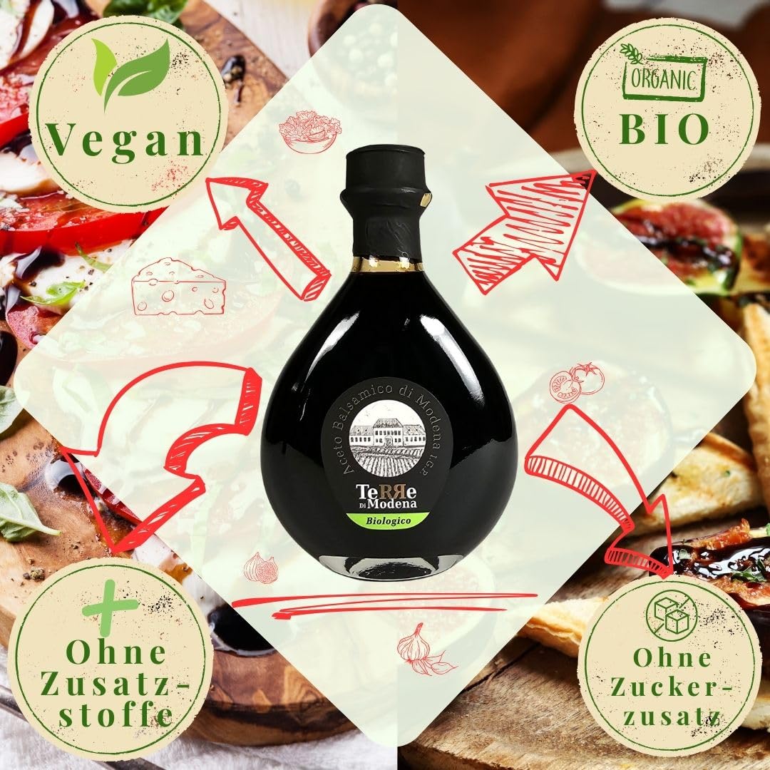 Aceto Balsamico di Modena IGP 250ml – original italienischer, dickflüssiger Balsamico Creme Essig ohne Zucker, mind. 5 Jahre im Holzfass gereift
