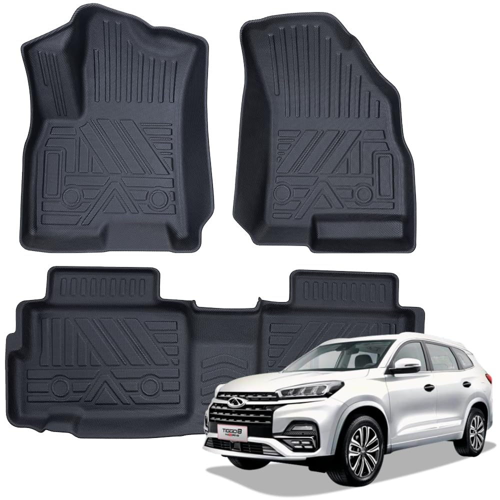 Tapete Automotivo Bandeja 3D em Borracha TPO para Chery Tiggo 8 – Jogo com 3 Peças MOOB|