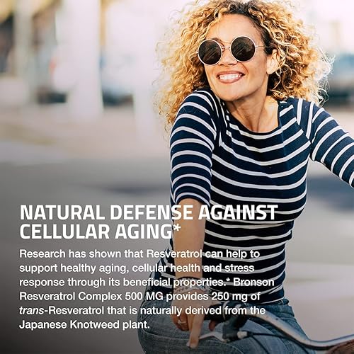 Miniatura 4 de Bronson Resveratrol 500 Complex Trans-Resveratrol estandarizado + extracto de semilla de uva y vino tinto, 120 cápsulas