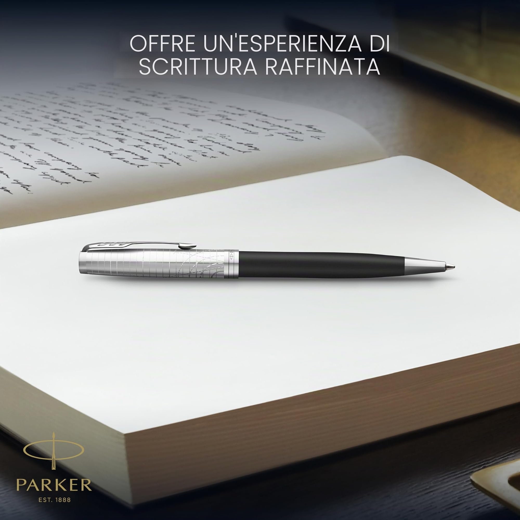 Parker Sonnet Penna a sfera | Collezione Legacy of Flight | Rifinitura cromata | Punta Media | Inchiostro nero | Confezione Regalo