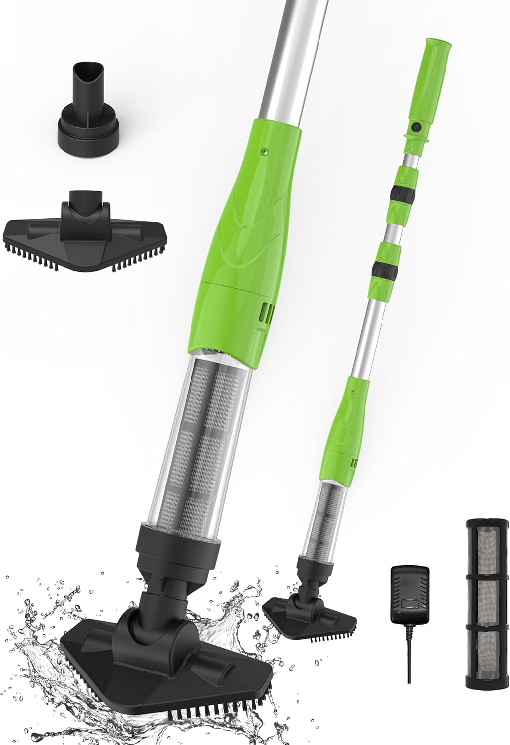 Cordless Pool Vacuum, Handheld Pool Cleaner with Telescopic Pole for Hot Tubs, Spas, Above Ground and Inground Pools Cleaning for Sand and Debris