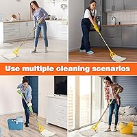 Vista 6 de Trapeador húmedo industrial resistente con mango largo de 48 pulgadas, mopas comerciales húmedas de algodón para limpieza de pisos, hogar, cocina