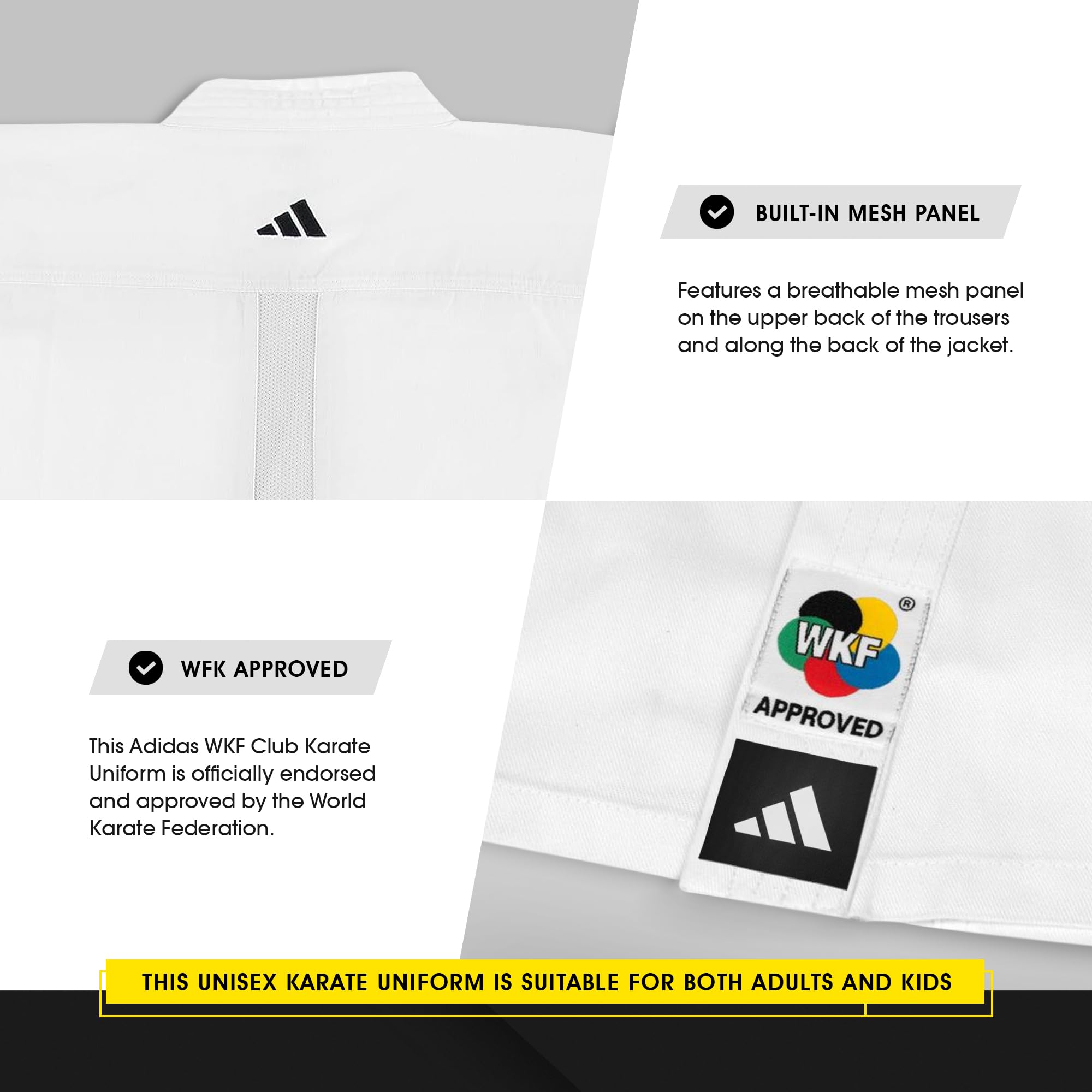 adidas Karate Gi Adulto Niños Blanco Club Estudiante Uniforme Hombres Mujeres Niños Niñas 8oz Traje