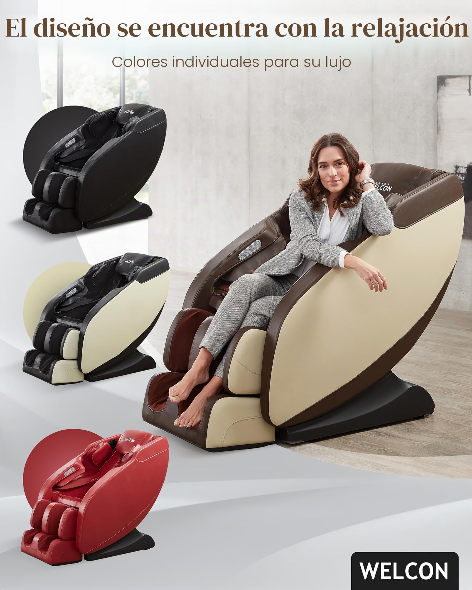 WELCON sillón de Masaje de Lujo | sillón de Masaje shiatsu marrón/Beige Prestige II