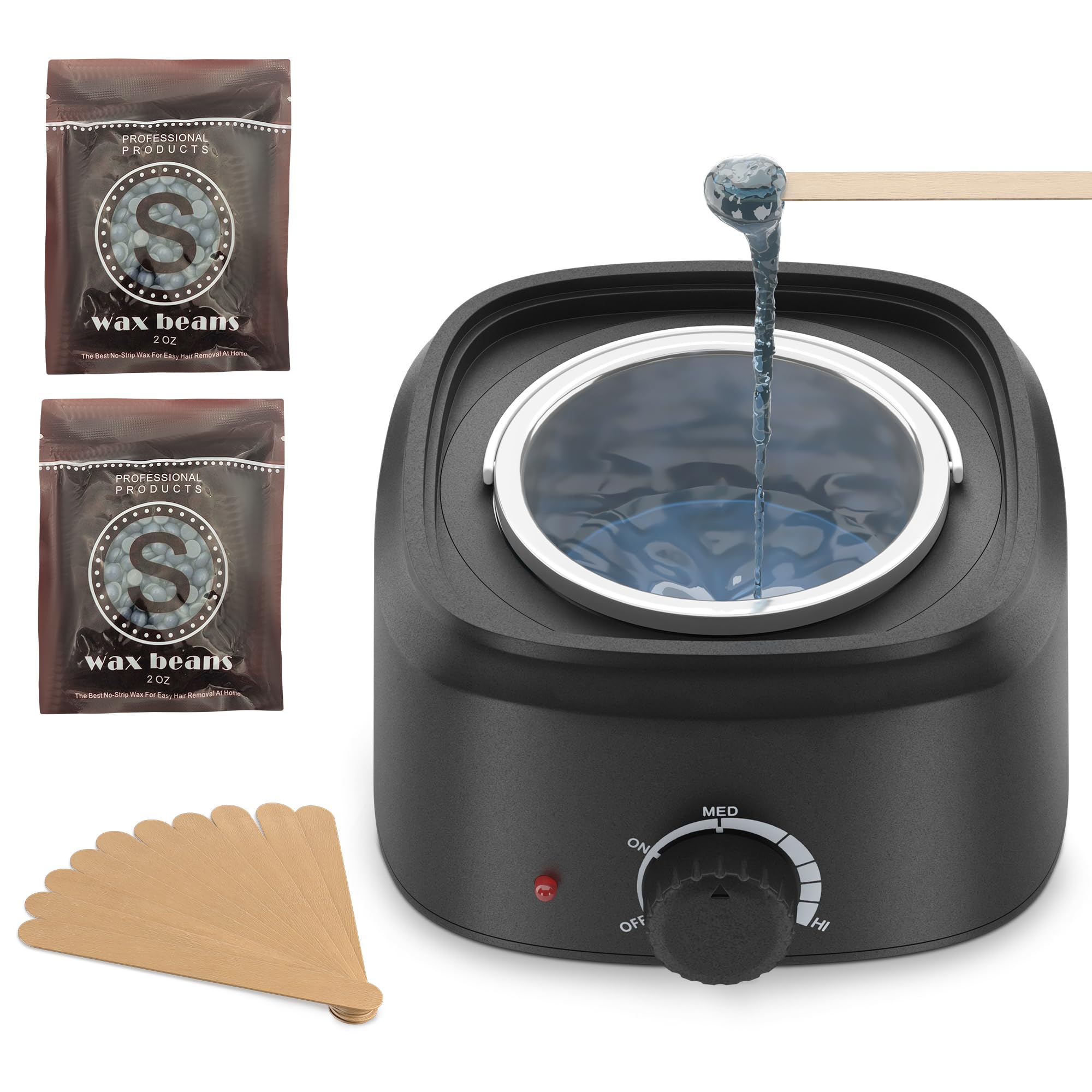 Paraheeter Wax Warmer - Wax kit for Hair Removal,Professional Wax Pot for Waxing, with 2 Bags Wax Beads and 10 Applicator Sticks, Home Wax Pot for Full Body Hair Removal