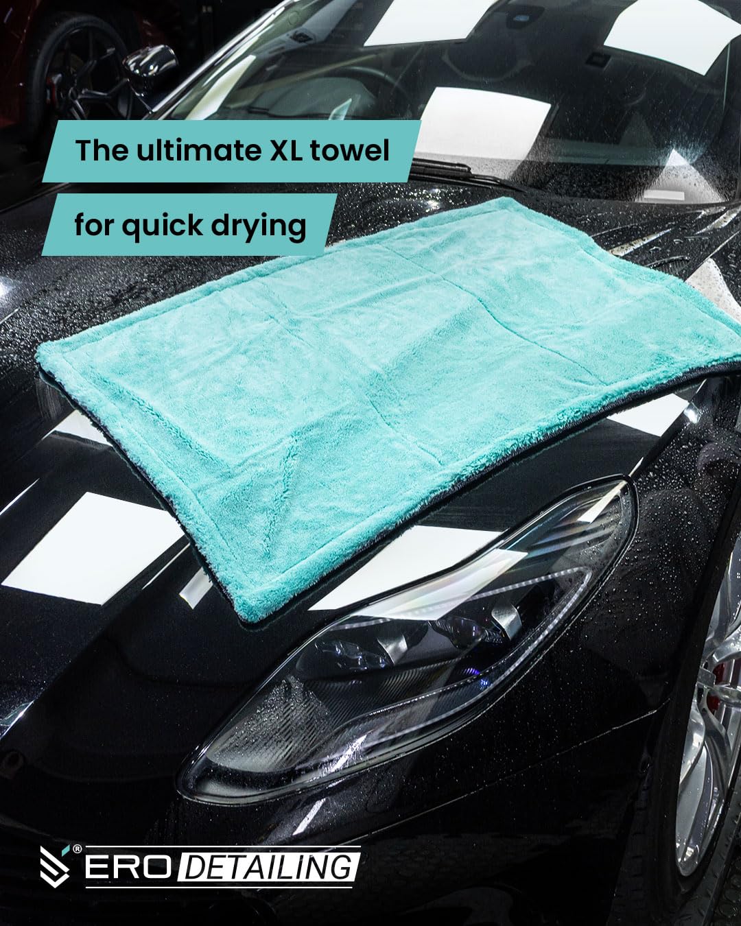 Aqua Hybrid - Asciugamani per auto in microfibra ultra assorbente, 1200 g/m², XXL, 60 x 90 cm, tessuto ibrido intrecciato per dettagli professionali senza striature, antigraffio
