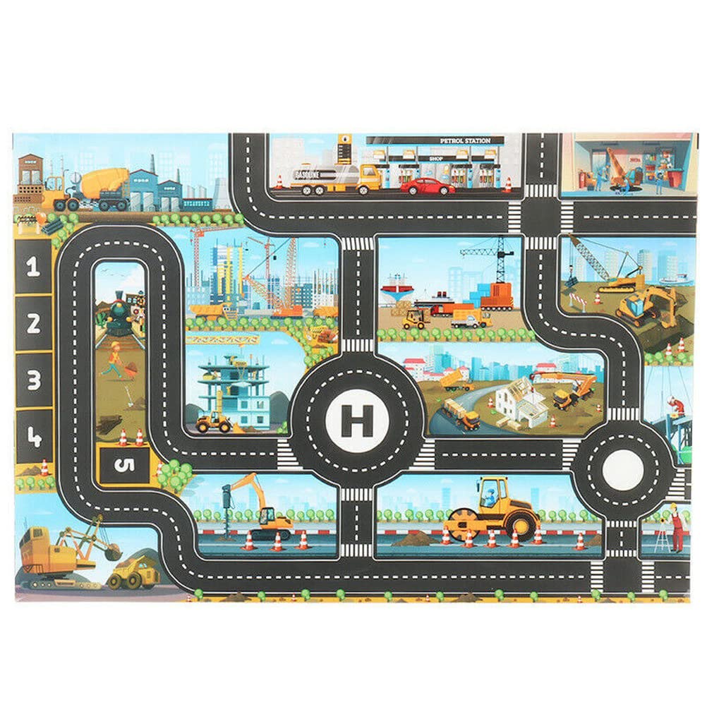 ansu33x22 Inch Kid Playmat City Toy Map Floor Mat Rug for Car Play Children Bedroom (Map), L